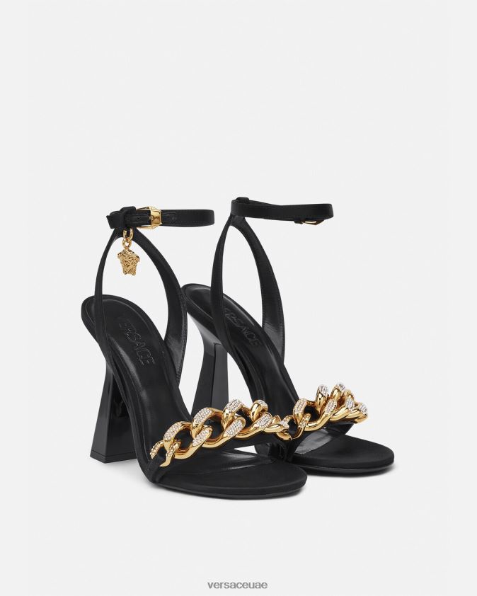 نحيف صندل بكعب عالٍ بسلسلة ميدوسا Versace أسود 0FVD2J463 حذاء