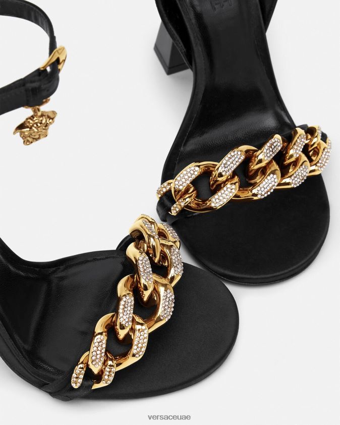 نحيف صندل بكعب عالٍ بسلسلة ميدوسا Versace أسود 0FVD2J463 حذاء