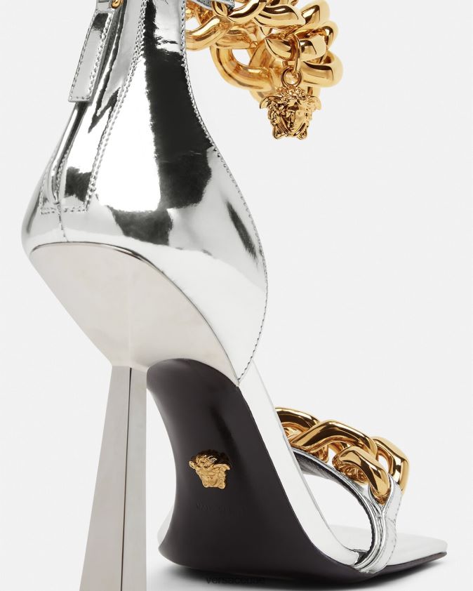 نحيف صندل بسلسلة معدنية ميدوسا Versace فضة 0FVD2J464 حذاء