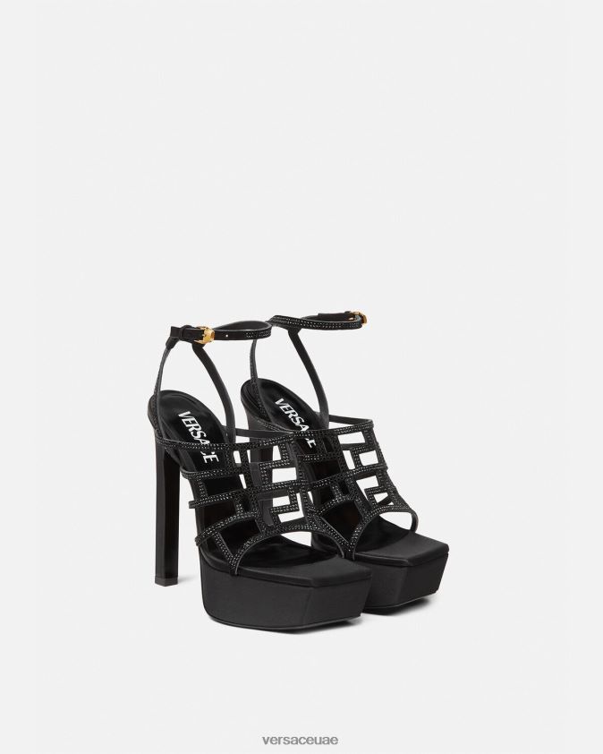 نحيف الصنادل الكريستال المتاهة اليونانية Versace أسود 0FVD2J467 حذاء