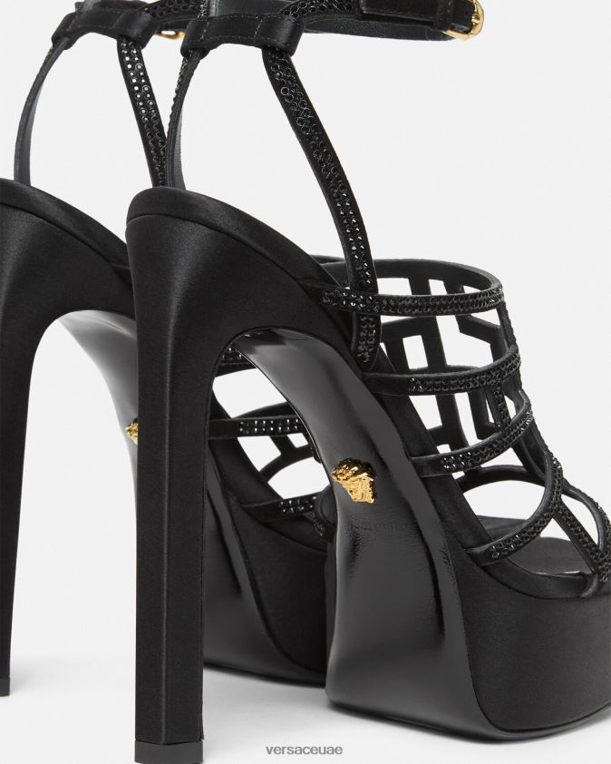 نحيف الصنادل الكريستال المتاهة اليونانية Versace أسود 0FVD2J467 حذاء