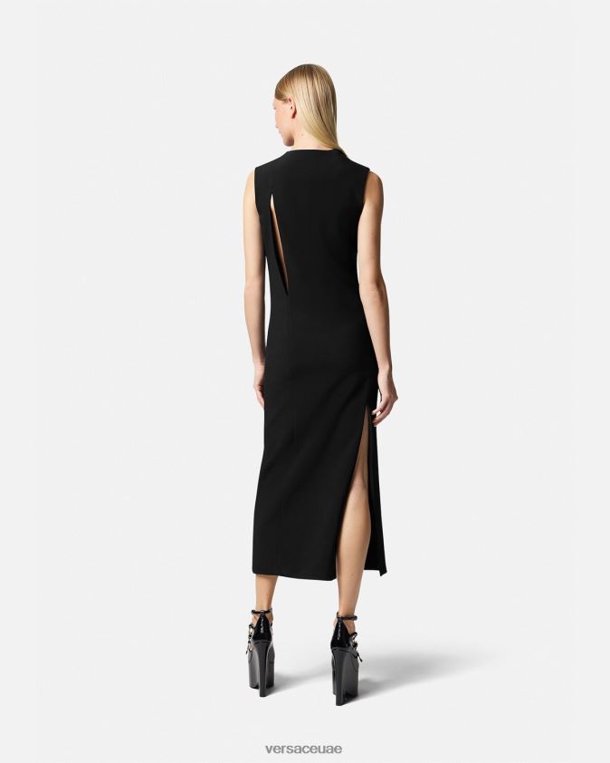 نحيف فستان ميدي ممزق بلا أكمام Versace أسود 0FVD2J46 ملابس