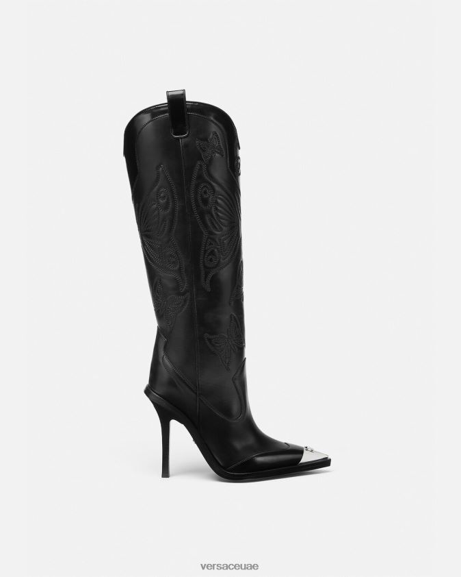 نحيف الفراشات أحذية عالية في الركبة Versace أسود 0FVD2J473 حذاء