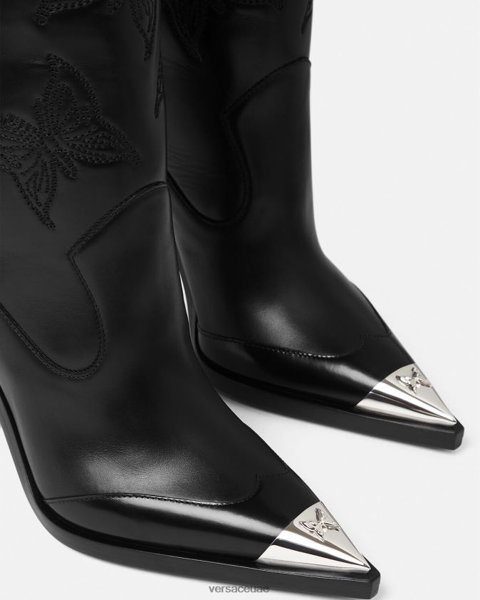 نحيف الفراشات أحذية عالية في الركبة Versace أسود 0FVD2J473 حذاء