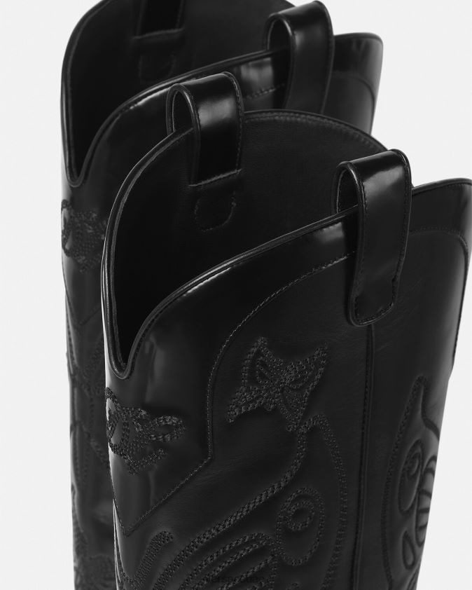 نحيف الفراشات أحذية عالية في الركبة Versace أسود 0FVD2J473 حذاء
