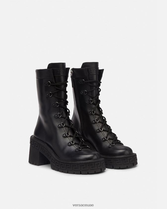 نحيف منصة الأحذية القتالية اليونانية Versace أسود 0FVD2J480 حذاء