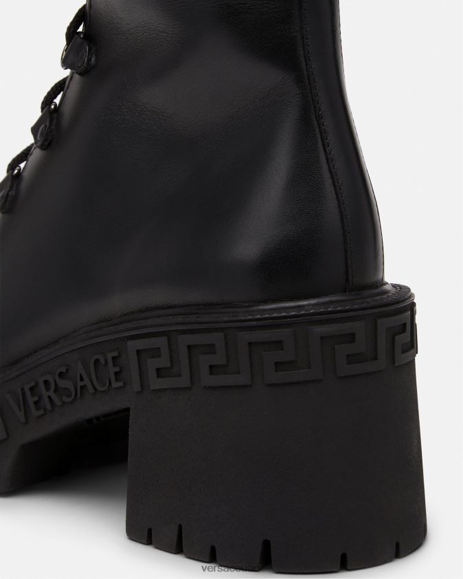 نحيف منصة الأحذية القتالية اليونانية Versace أسود 0FVD2J480 حذاء