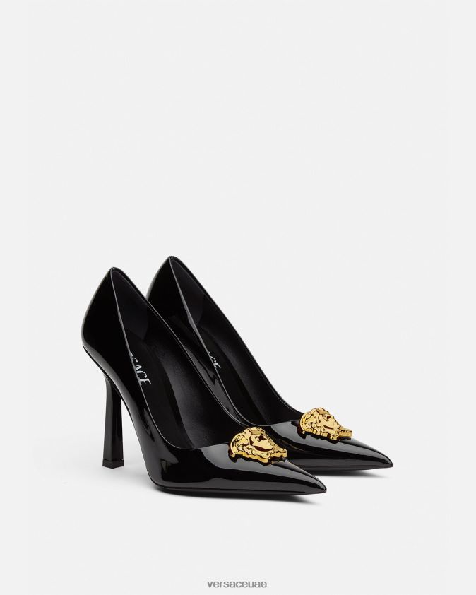 نحيف مضخات لا ميدوسا من الجلد اللامع Versace أسود 0FVD2J488 حذاء