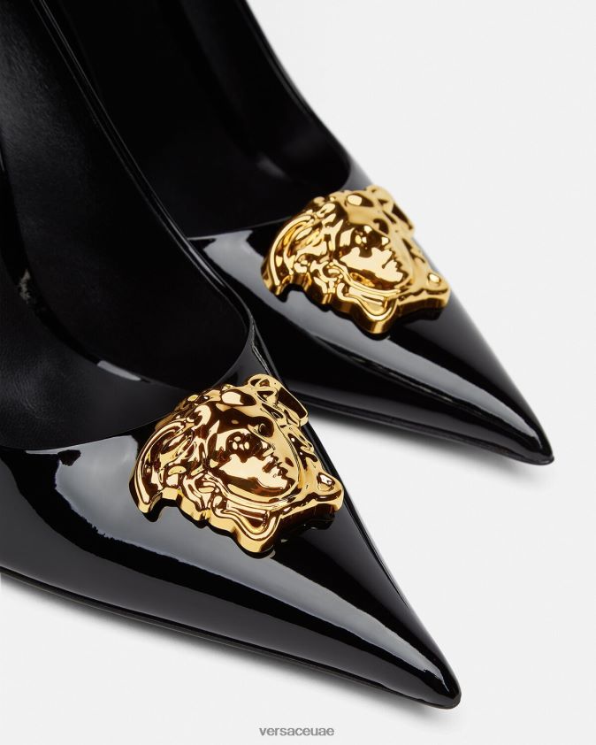 نحيف مضخات لا ميدوسا من الجلد اللامع Versace أسود 0FVD2J488 حذاء