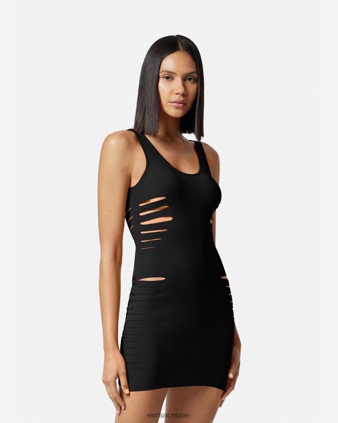 نحيف فستان قصير متماسك Versace أسود 0FVD2J48 ملابس