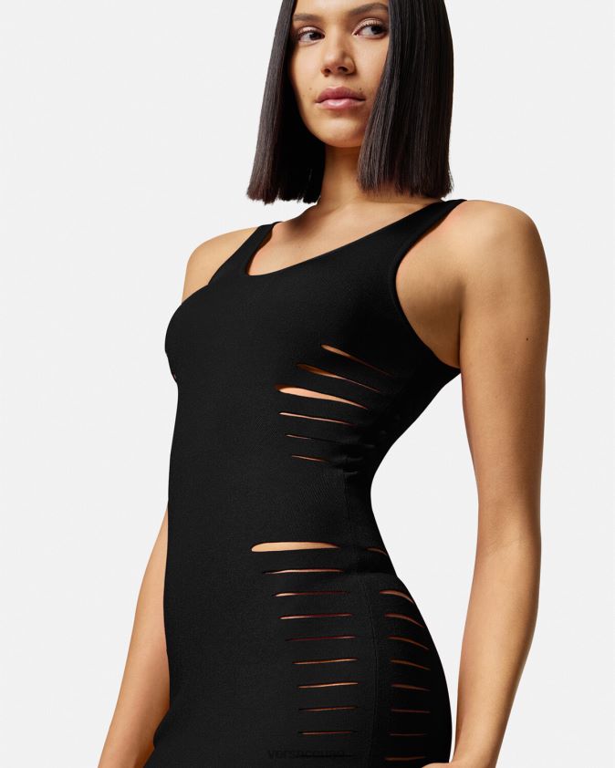 نحيف فستان قصير متماسك Versace أسود 0FVD2J48 ملابس