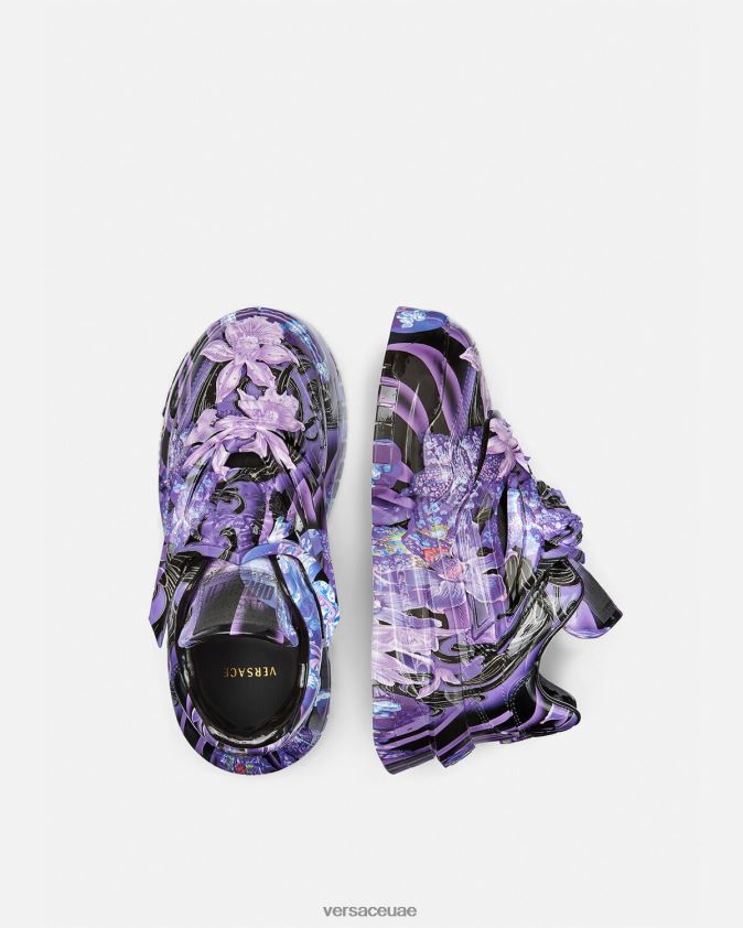 نحيف حذاء أوركيد باروكو أوديسيا الرياضي Versace البنفسجي والطباعة 0FVD2J512 حذاء