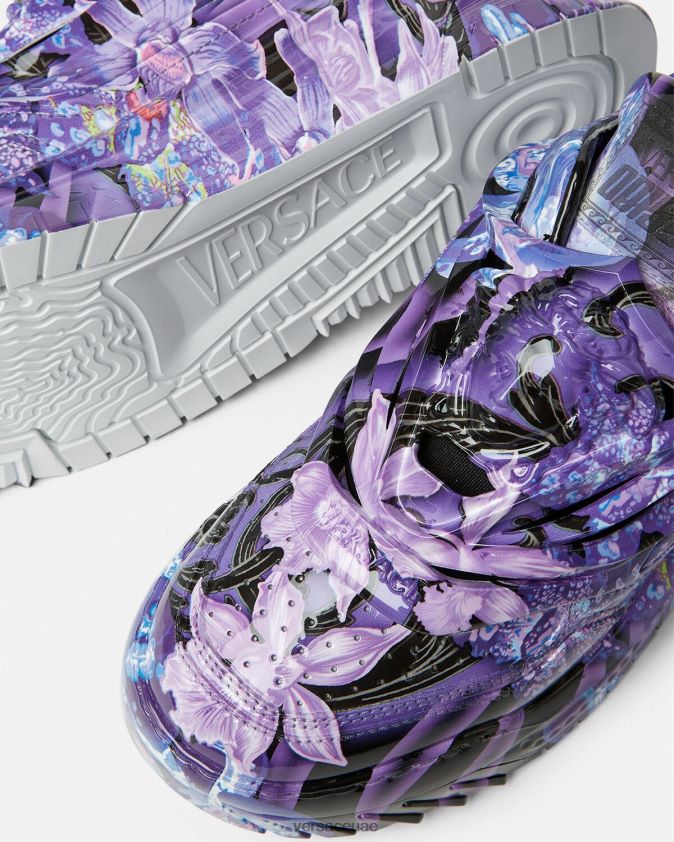 نحيف حذاء أوركيد باروكو أوديسيا الرياضي Versace البنفسجي والطباعة 0FVD2J512 حذاء