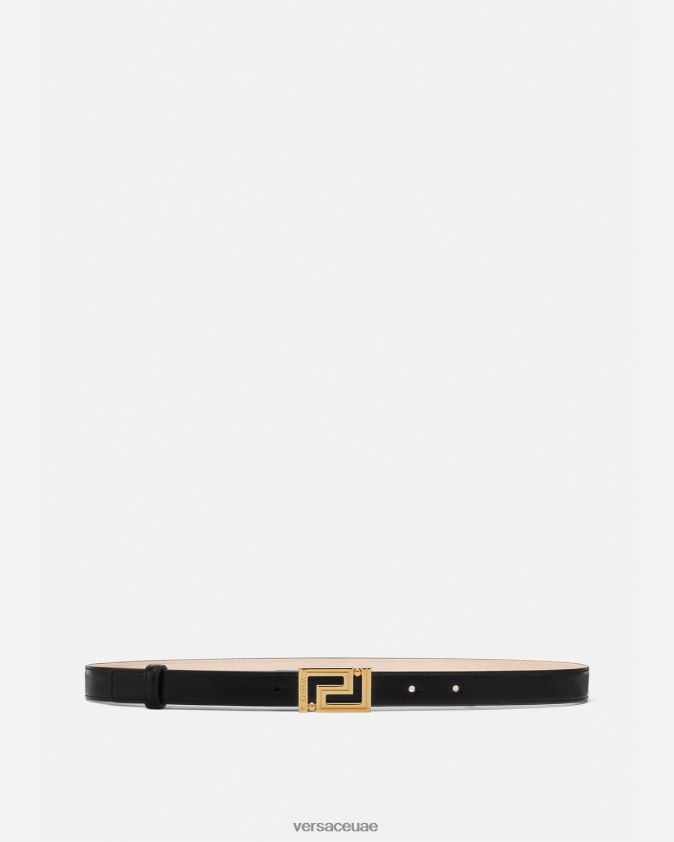 نحيف حزام جلد آلهة اليونان Versace أسود 0FVD2J515 مُكَمِّلات