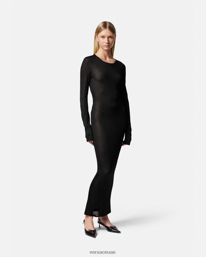نحيف فستان طويل متماسك Versace أسود 0FVD2J51 ملابس