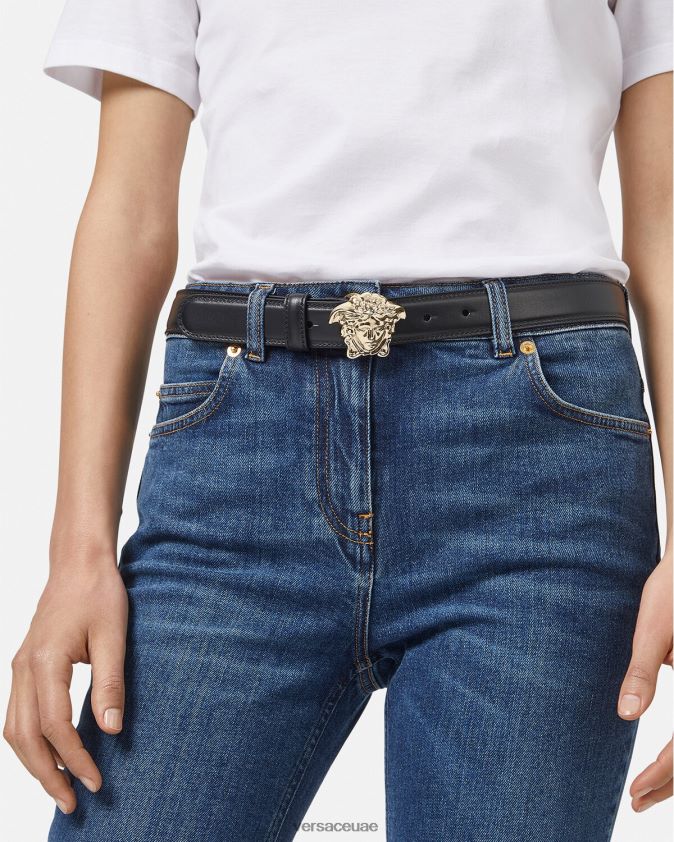 نحيف حزام جلد لا ميدوسا Versace أسود 0FVD2J525 مُكَمِّلات