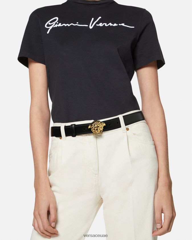 نحيف حزام جلد لا ميدوسا Versace أسود 0FVD2J528 مُكَمِّلات