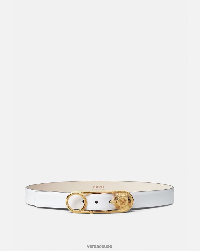 نحيف حزام جلد دبوس الأمان Versace أبيض 0FVD2J537 مُكَمِّلات