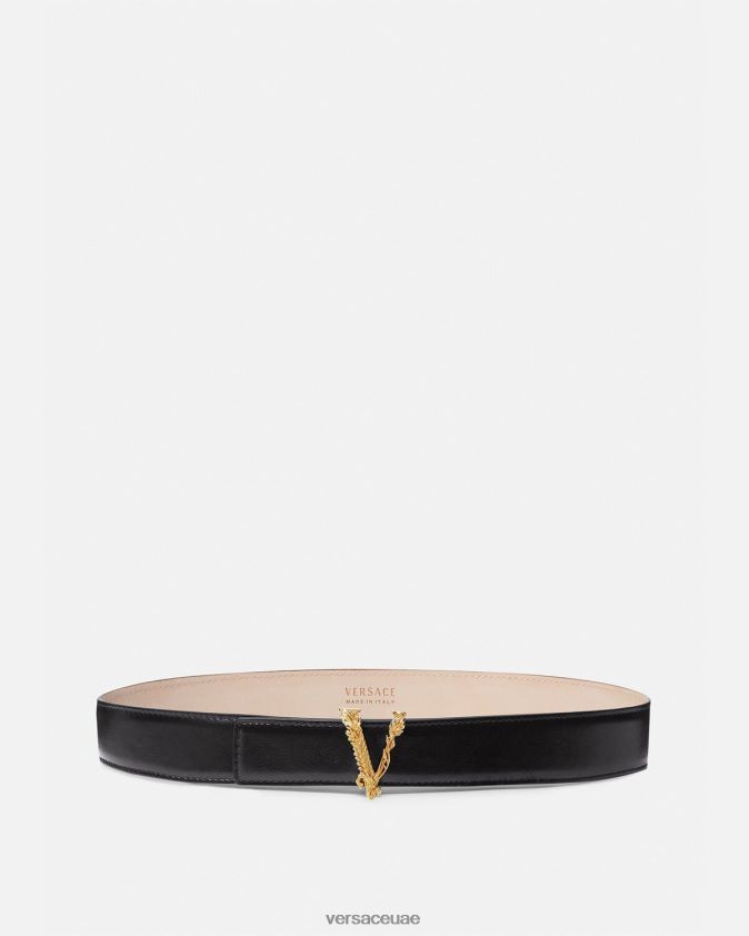 نحيف حزام جلد فيرتوس Versace أسود 0FVD2J539 مُكَمِّلات