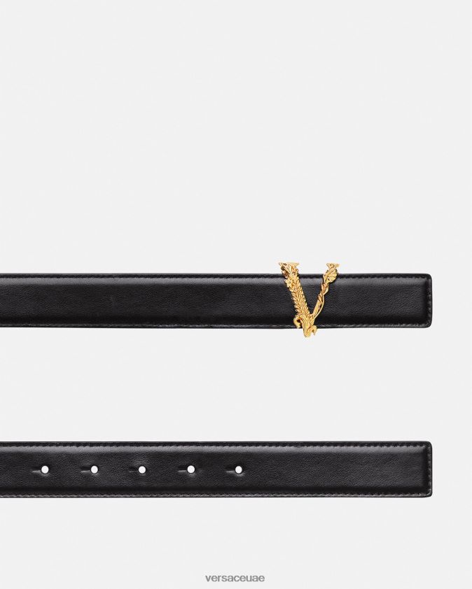 نحيف حزام جلد فيرتوس Versace أسود 0FVD2J539 مُكَمِّلات