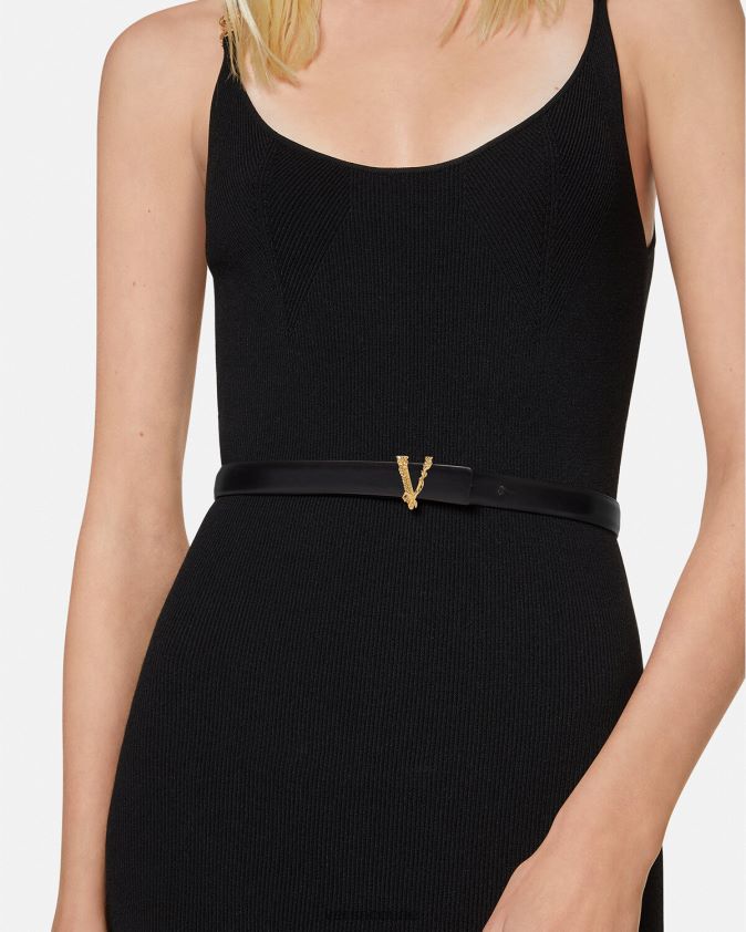 نحيف حزام من الجلد الرقيق Versace أسود 0FVD2J540 مُكَمِّلات