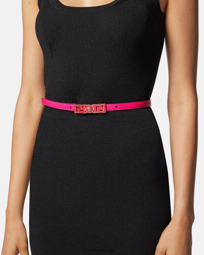 نحيف آلهة اليونان حزام جلد رقيق Versace لون القرنفل 0FVD2J543 مُكَمِّلات