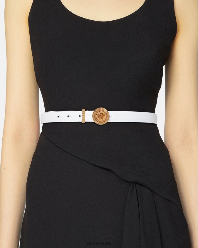 نحيف ميدوسا بيجي حزام جلد رقيق Versace أبيض 0FVD2J547 مُكَمِّلات