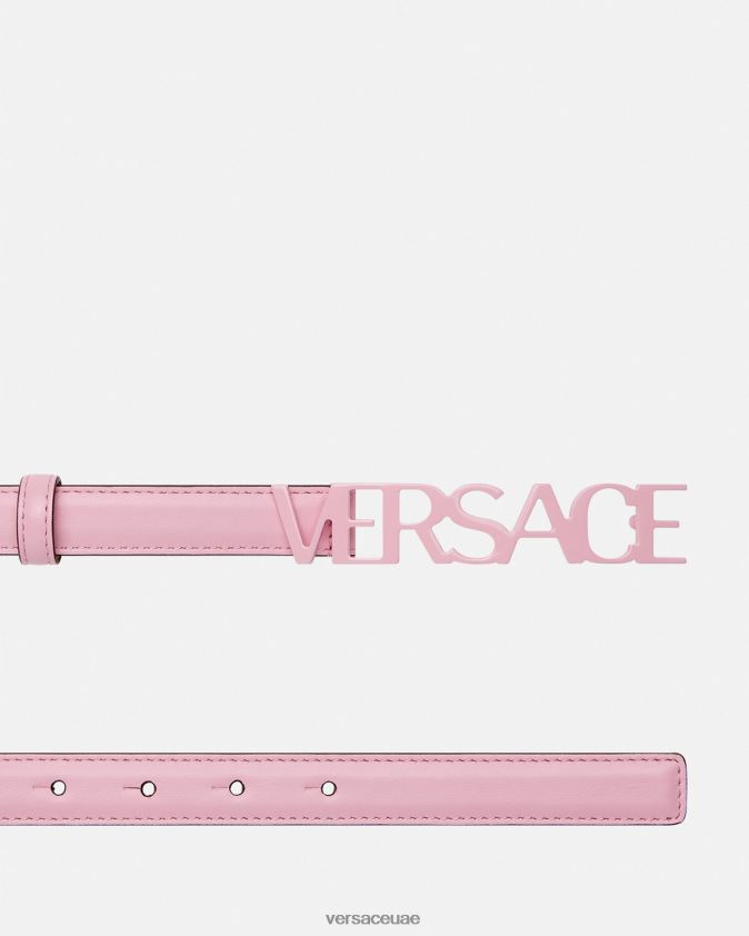 نحيف حزام جلد رفيع بشعار الماركة Versace لون القرنفل 0FVD2J550 مُكَمِّلات