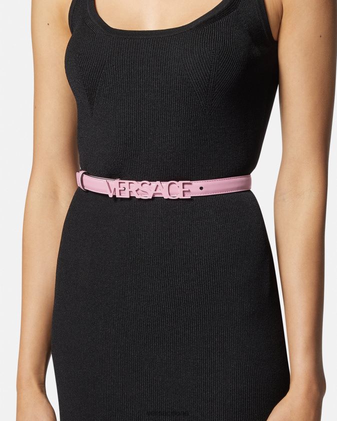 نحيف حزام جلد رفيع بشعار الماركة Versace لون القرنفل 0FVD2J550 مُكَمِّلات