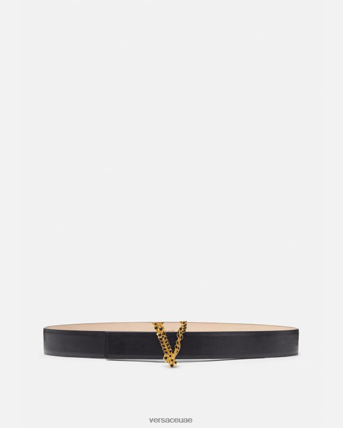 نحيف حزام جلد كريستال فيرتوس Versace أسود 0FVD2J551 مُكَمِّلات