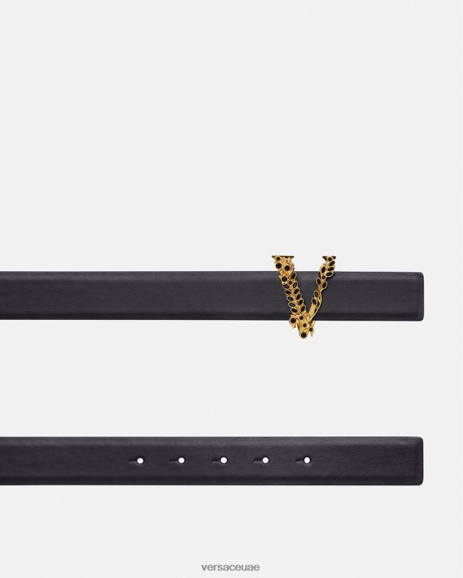 نحيف حزام جلد كريستال فيرتوس Versace أسود 0FVD2J551 مُكَمِّلات