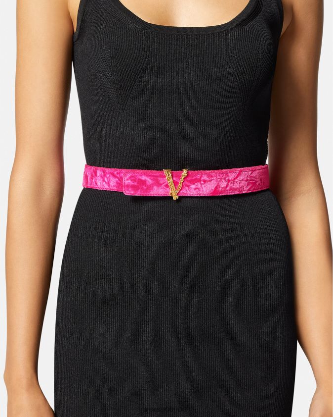 نحيف حزام مخملي فيرتوس Versace لون القرنفل 0FVD2J552 مُكَمِّلات