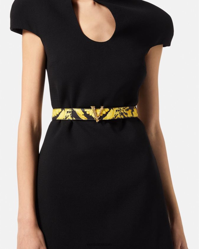 نحيف حزام جلد فيرتوس باروكو Versace مطبعة 0FVD2J554 مُكَمِّلات