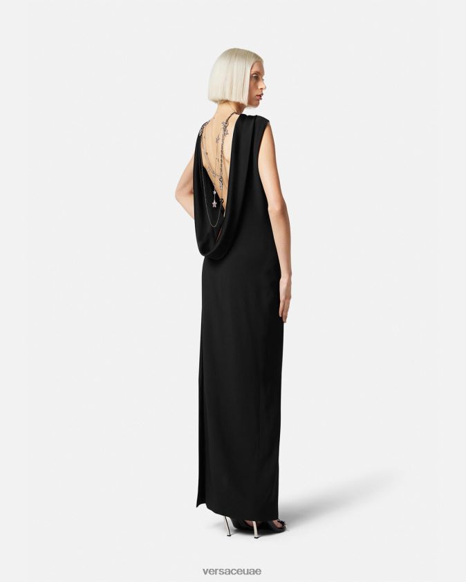نحيف القلنسوة فستان طويل Versace أسود 0FVD2J58 ملابس