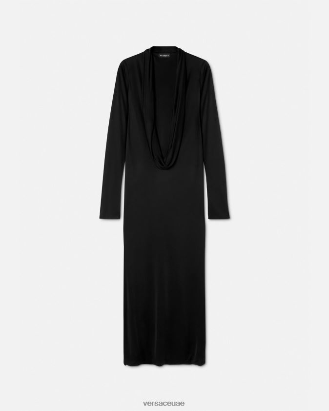 نحيف القلنسوة فستان طويل Versace أسود 0FVD2J59 ملابس