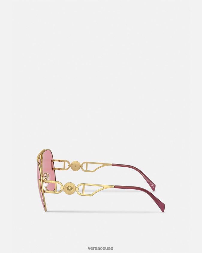 نحيف النظارات الشمسية ميدوسا بيجي الطيار Versace الذهب والوردي 0FVD2J598 مُكَمِّلات