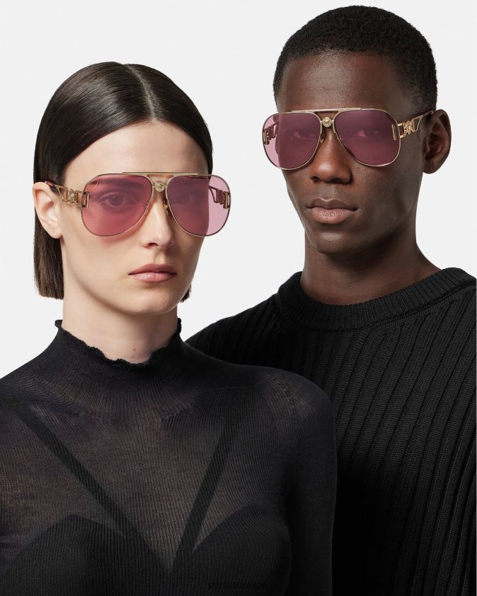 نحيف النظارات الشمسية ميدوسا بيجي الطيار Versace الذهب والوردي 0FVD2J598 مُكَمِّلات