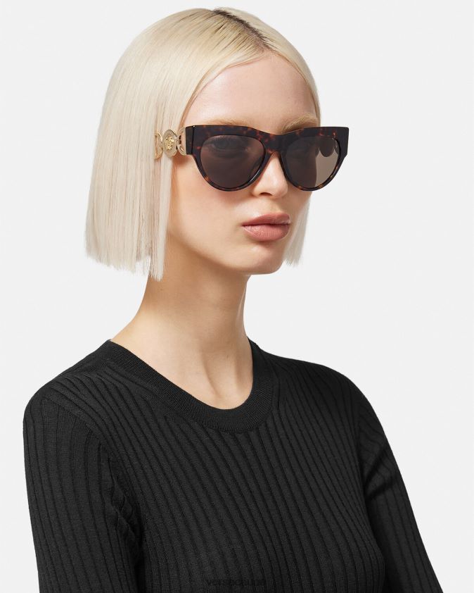 نحيف النظارات الشمسية ميدوسا المجنحة Versace هافانا 0FVD2J604 مُكَمِّلات