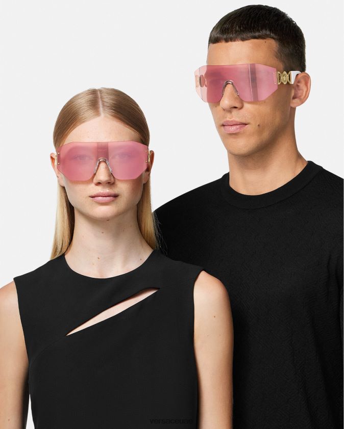 نحيف النظارات الشمسية قناع ميدوسا بيجي Versace الذهب والوردي 0FVD2J610 مُكَمِّلات