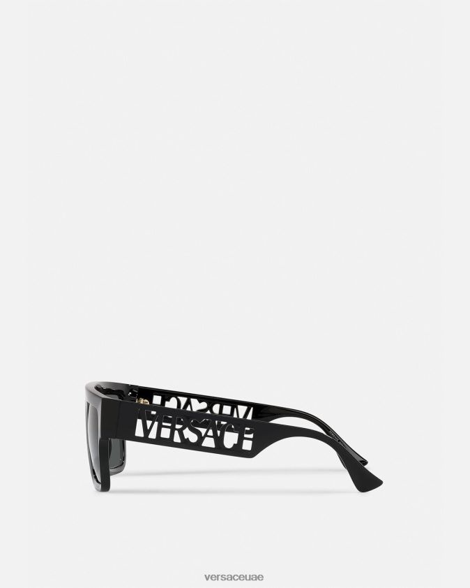 نحيف نظارات شمسية بشعار التسعينيات Versace أسود 0FVD2J618 مُكَمِّلات