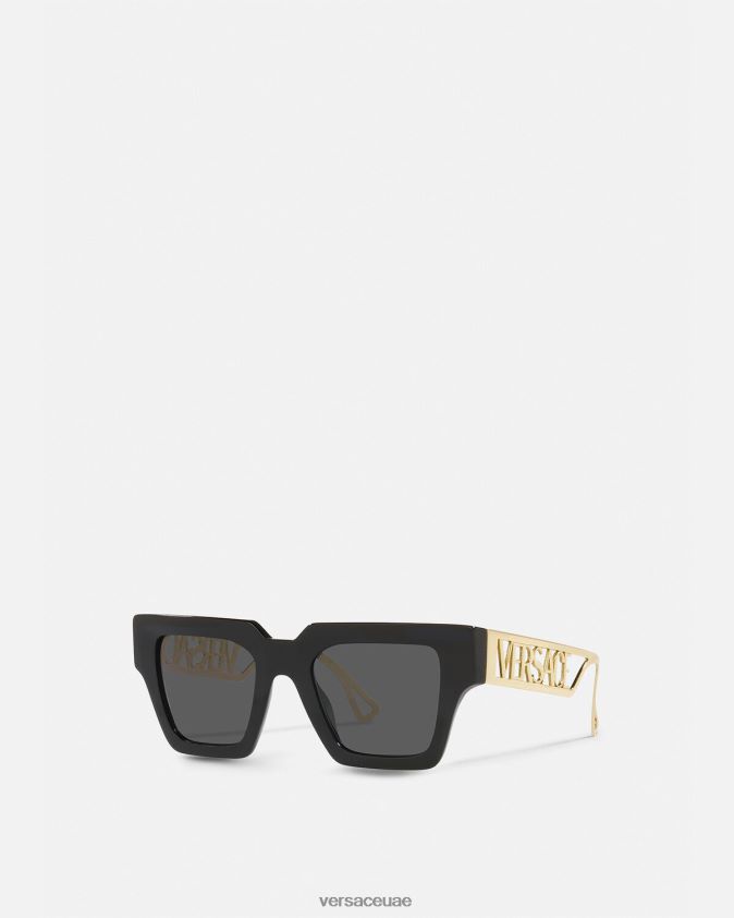 نحيف نظارات شمسية بشعار التسعينيات Versace الذهب الأسود 0FVD2J619 مُكَمِّلات