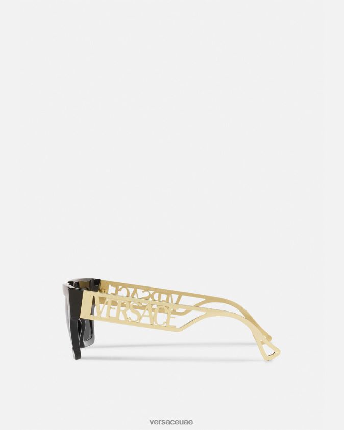 نحيف نظارات شمسية بشعار التسعينيات Versace الذهب الأسود 0FVD2J619 مُكَمِّلات