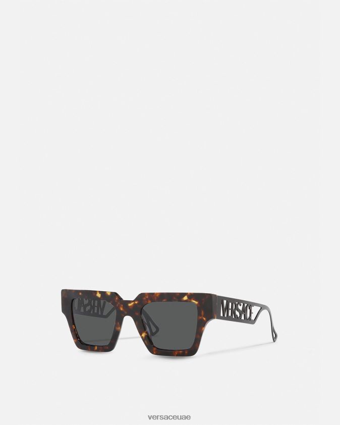 نحيف نظارات شمسية بشعار التسعينيات Versace هافانا 0FVD2J620 مُكَمِّلات