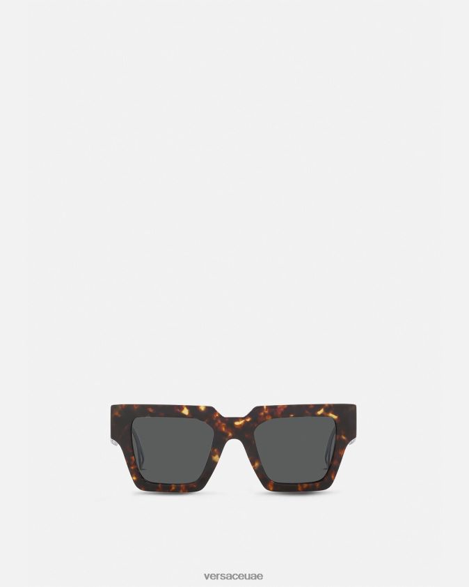 نحيف نظارات شمسية بشعار التسعينيات Versace هافانا 0FVD2J620 مُكَمِّلات
