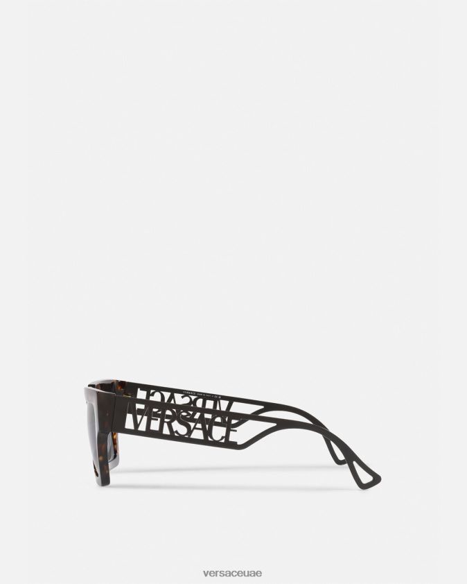 نحيف نظارات شمسية بشعار التسعينيات Versace هافانا 0FVD2J620 مُكَمِّلات