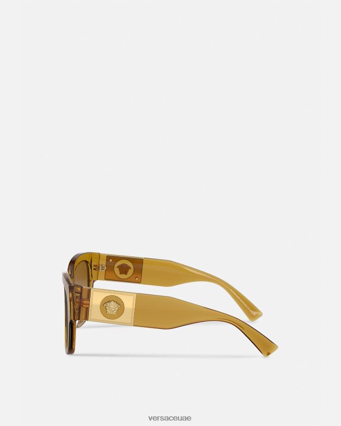 نحيف ميسي النظارات الشمسية المربعة Versace اللون البيج 0FVD2J622 مُكَمِّلات