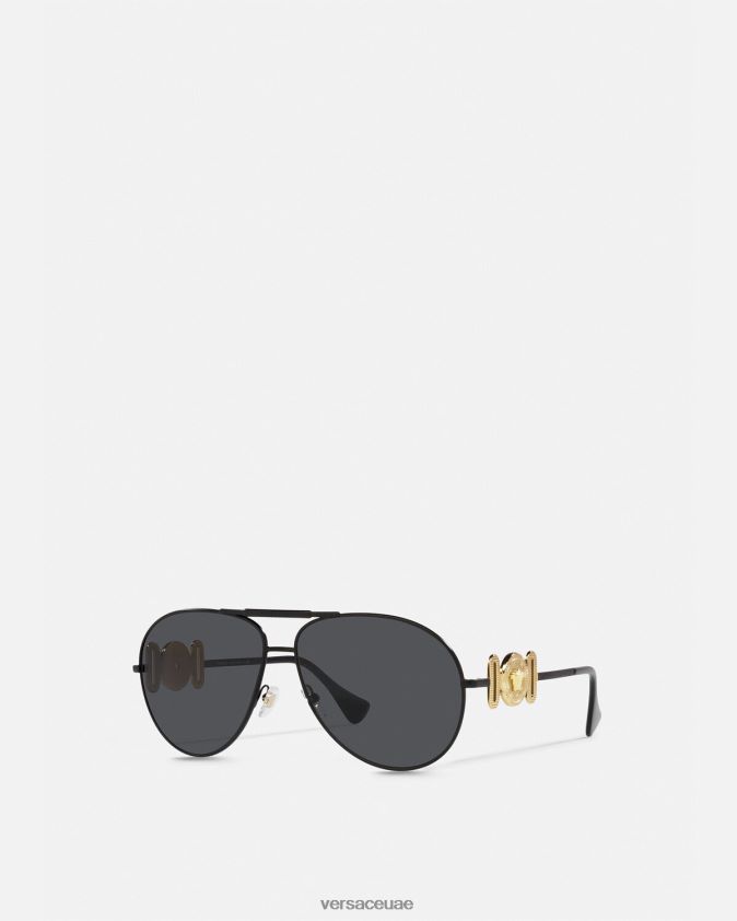 نحيف النظارات الشمسية ميدوسا بيجي الطيار Versace أسود 0FVD2J641 مُكَمِّلات