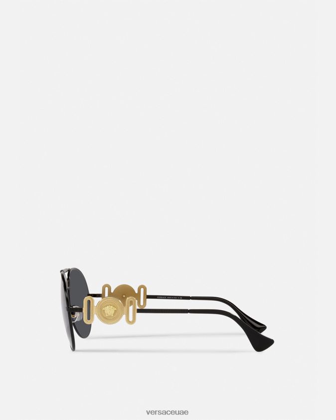 نحيف النظارات الشمسية ميدوسا بيجي الطيار Versace أسود 0FVD2J641 مُكَمِّلات