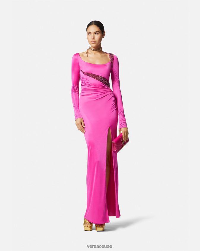 نحيف فستان مزين بالكريستال اليوناني Versace ضارب الى الحمرة 0FVD2J64 ملابس