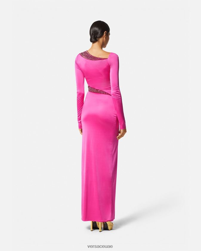 نحيف فستان مزين بالكريستال اليوناني Versace ضارب الى الحمرة 0FVD2J64 ملابس